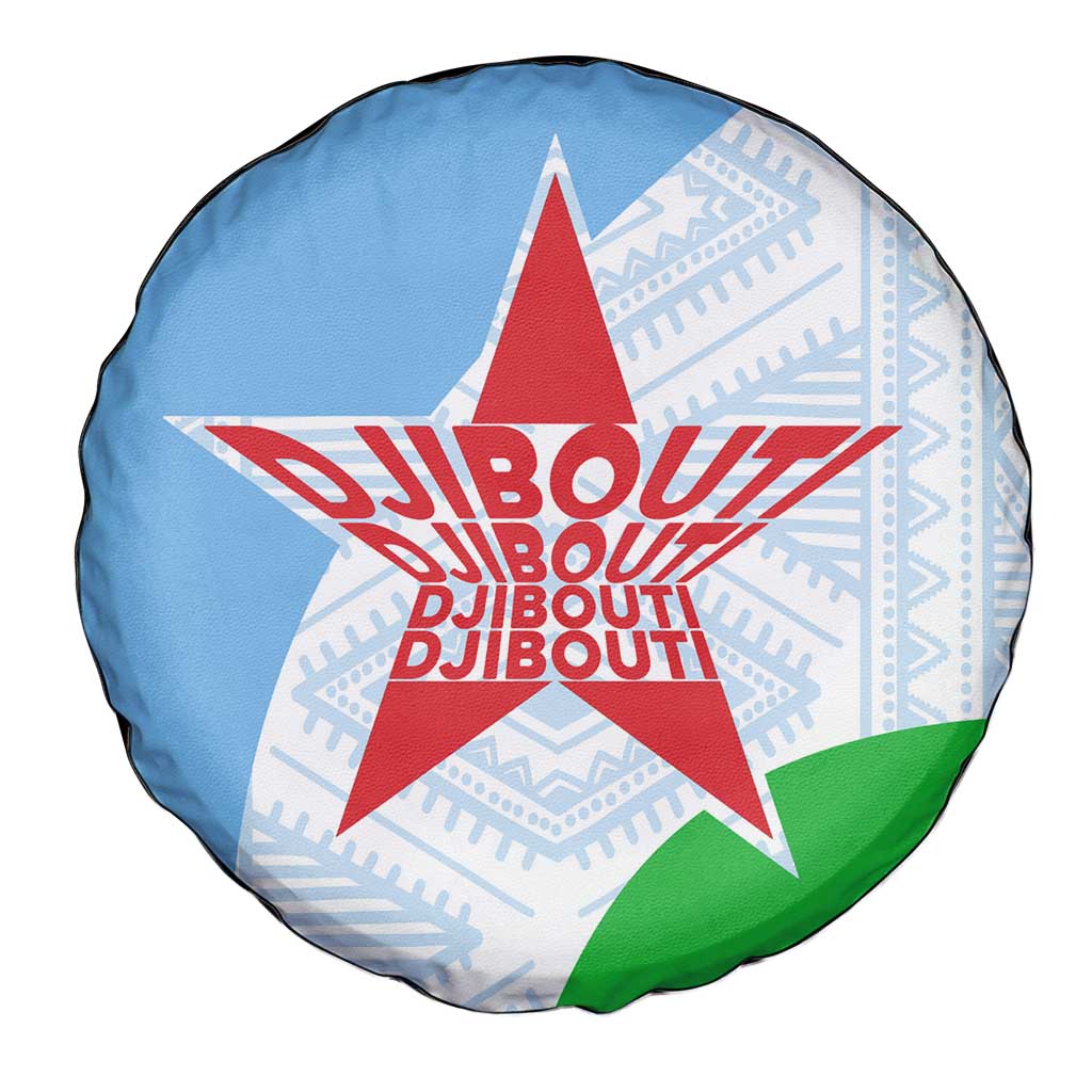 Djibouti Cultural Spare Tire Cover National Emblem, Tribal Motifs and Red Star Symbol of Unity