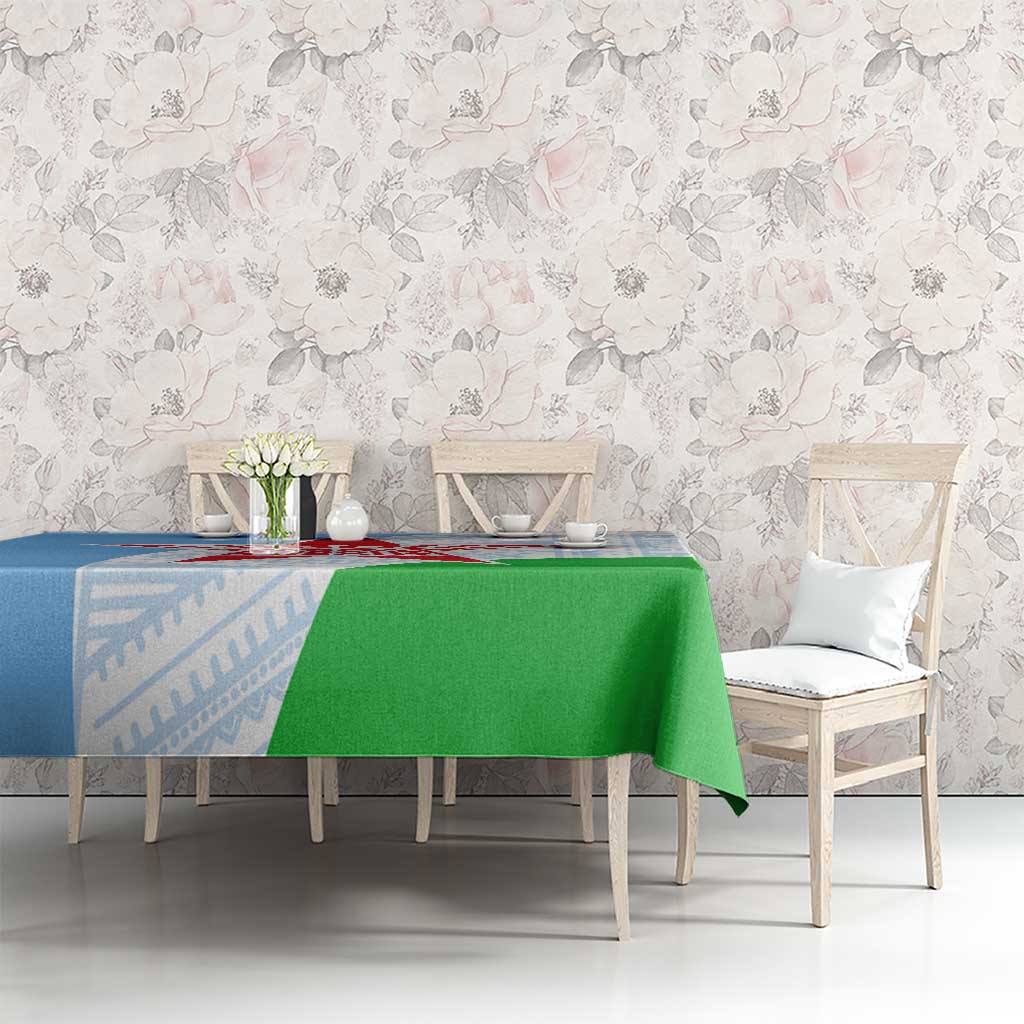 Djibouti Cultural Tablecloth National Emblem, Tribal Motifs and Red Star Symbol of Unity