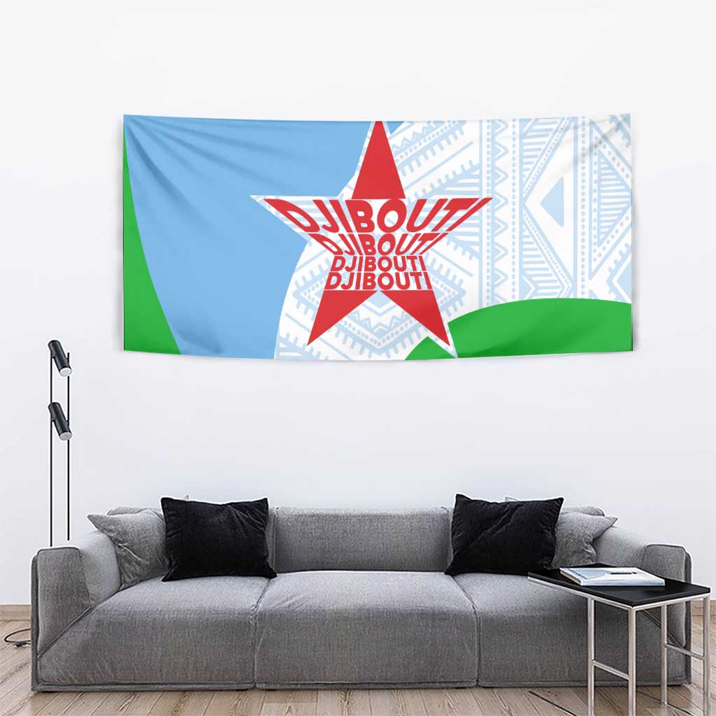 Djibouti Cultural Tapestry National Emblem, Tribal Motifs and Red Star Symbol of Unity