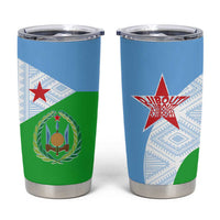 Djibouti Cultural Tumbler Cup National Emblem, Tribal Motifs and Red Star Symbol of Unity