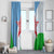 Djibouti Cultural Window Curtain National Emblem, Tribal Motifs and Red Star Symbol of Unity