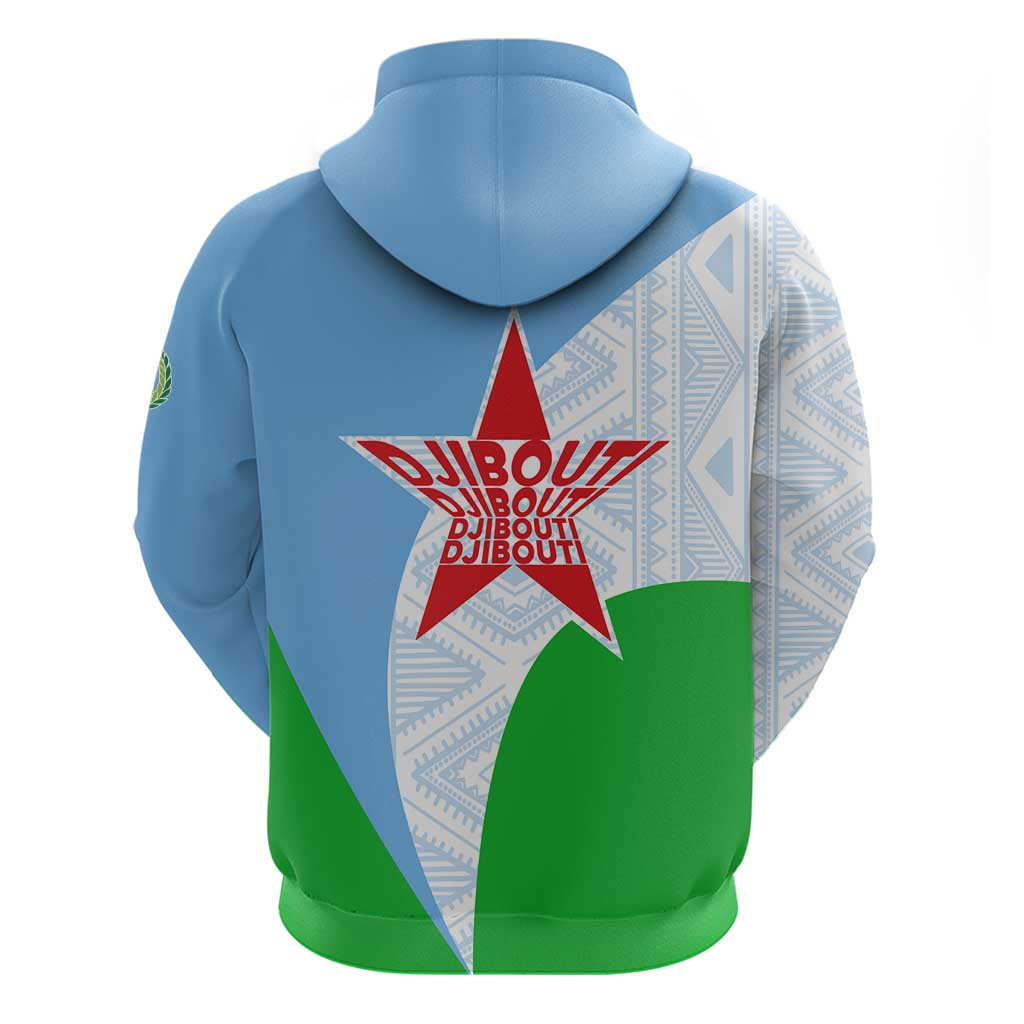 Djibouti Cultural Zip Hoodie National Emblem, Tribal Motifs and Red Star Symbol of Unity