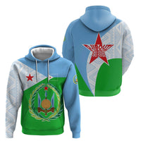 Djibouti Cultural Zip Hoodie National Emblem, Tribal Motifs and Red Star Symbol of Unity
