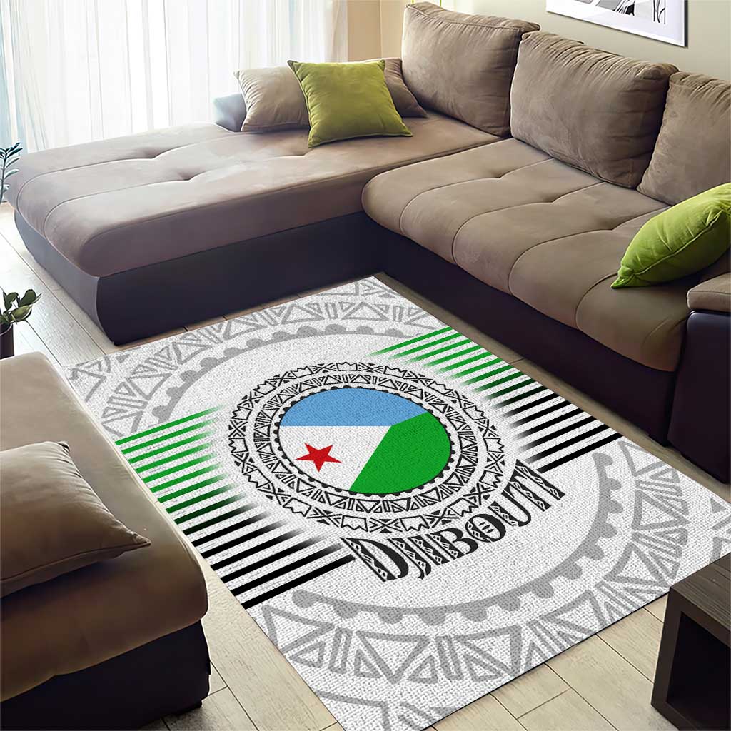 Djibouti Roots Area Rug Urban Streetwear with African Tribal Design & Patriotic Elements