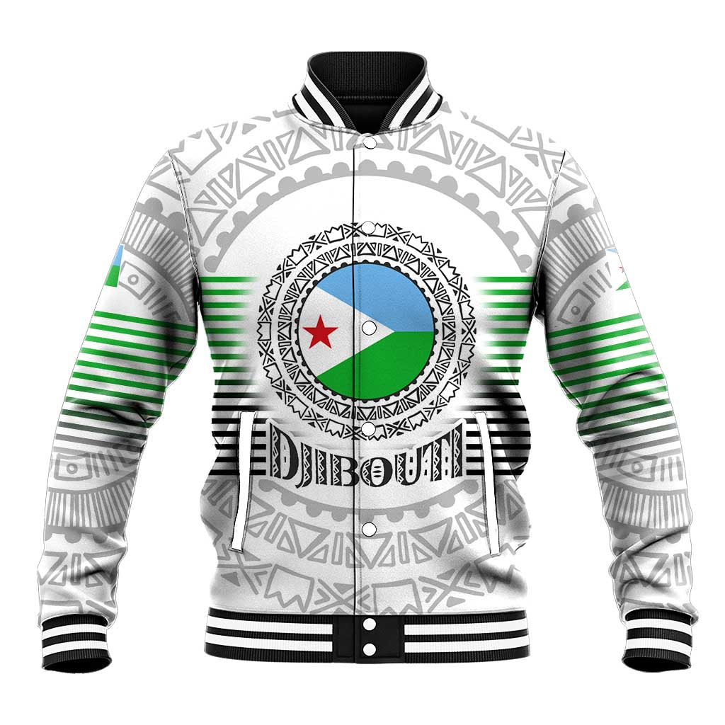 Djibouti Roots Baseball Jacket Urban Streetwear with African Tribal Design & Patriotic Elements
