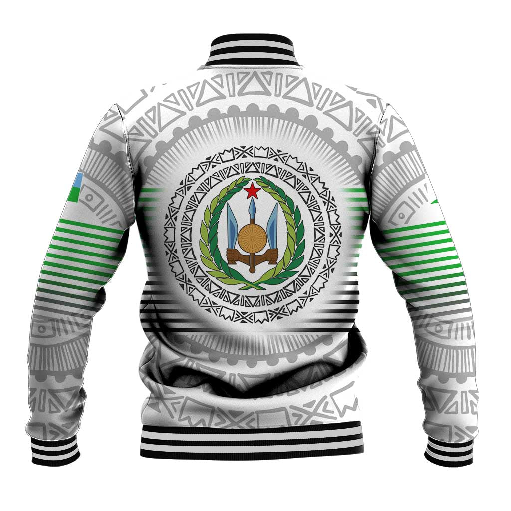 Djibouti Roots Baseball Jacket Urban Streetwear with African Tribal Design & Patriotic Elements