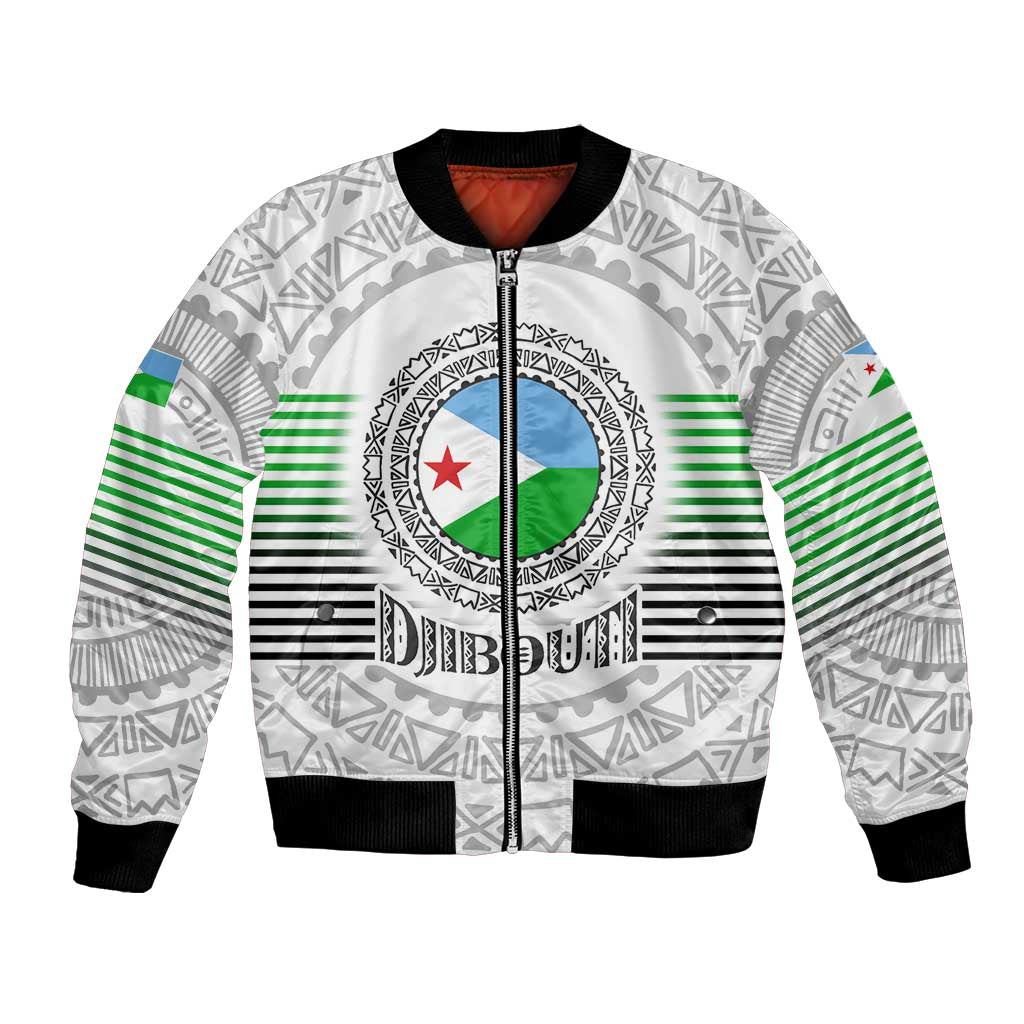 Djibouti Roots Bomber Jacket Urban Streetwear with African Tribal Design & Patriotic Elements