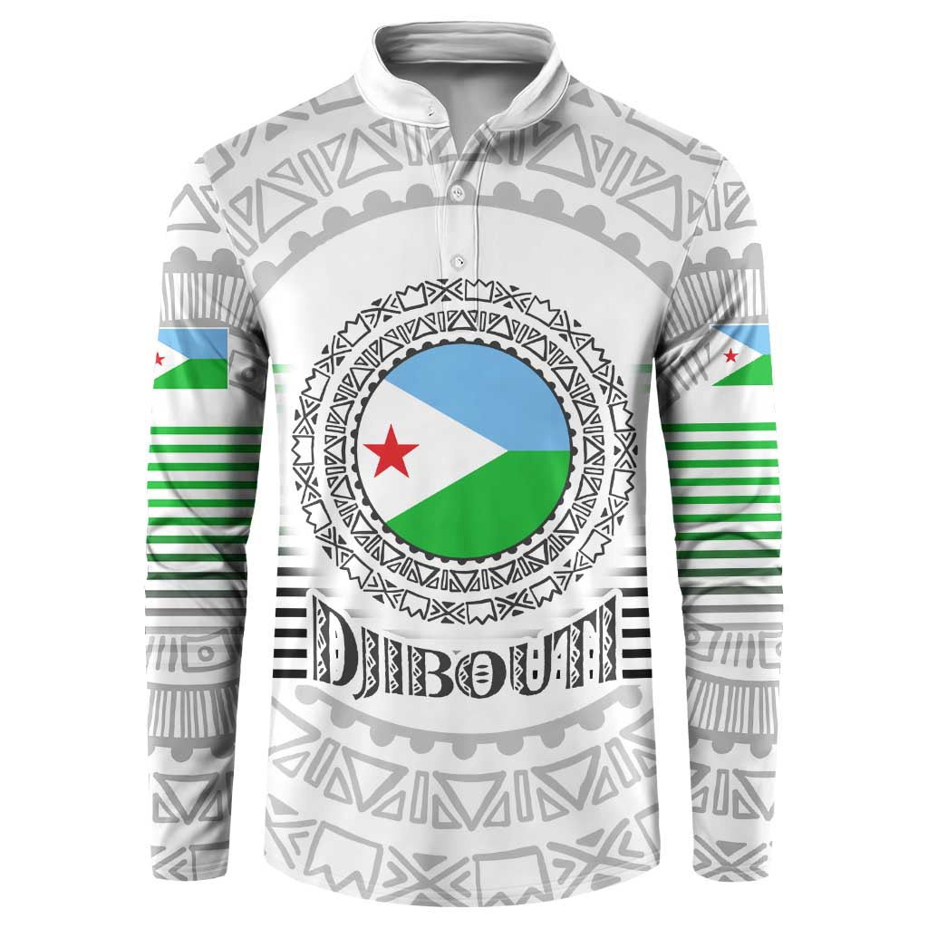 Djibouti Roots Button Sweatshirt Urban Streetwear with African Tribal Design & Patriotic Elements