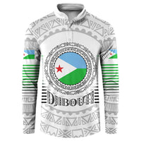 Djibouti Roots Button Sweatshirt Urban Streetwear with African Tribal Design & Patriotic Elements