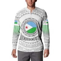 Djibouti Roots Button Sweatshirt Urban Streetwear with African Tribal Design & Patriotic Elements