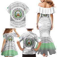 Djibouti Roots Family Matching Mermaid Dress and Hawaiian Shirt Urban Streetwear with African Tribal Design & Patriotic Elements