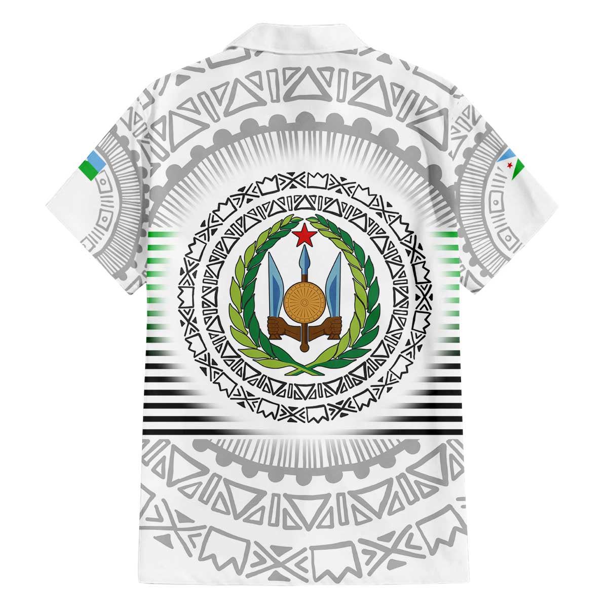 Djibouti Roots Family Matching Off The Shoulder Long Sleeve Dress and Hawaiian Shirt Urban Streetwear with African Tribal Design & Patriotic Elements