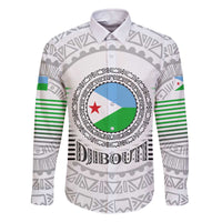 Djibouti Roots Family Matching Off The Shoulder Long Sleeve Dress and Hawaiian Shirt Urban Streetwear with African Tribal Design & Patriotic Elements