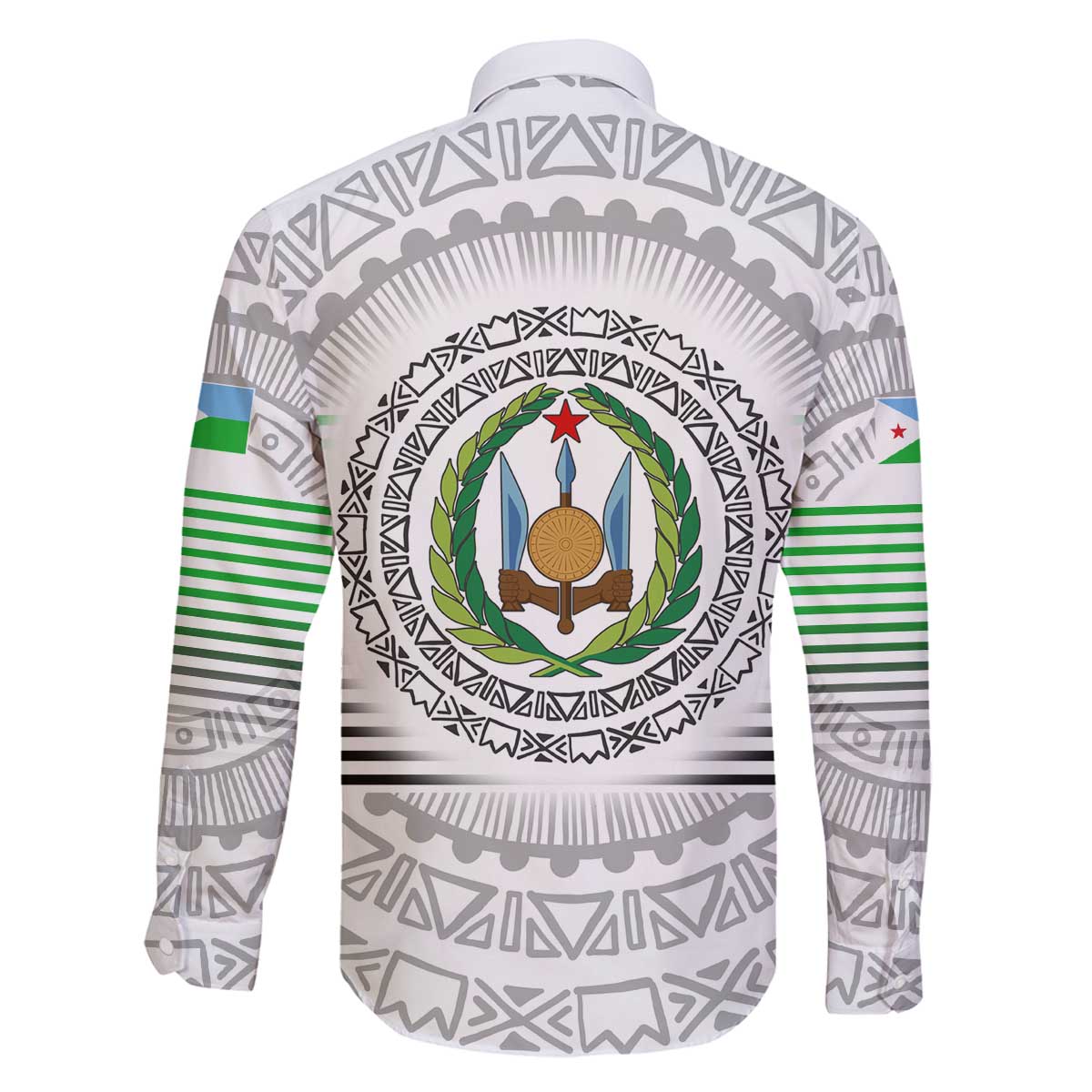 Djibouti Roots Family Matching Off The Shoulder Long Sleeve Dress and Hawaiian Shirt Urban Streetwear with African Tribal Design & Patriotic Elements