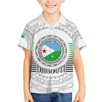 Djibouti Roots Family Matching Off The Shoulder Long Sleeve Dress and Hawaiian Shirt Urban Streetwear with African Tribal Design & Patriotic Elements