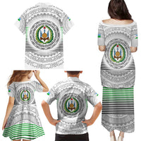 Djibouti Roots Family Matching Puletasi and Hawaiian Shirt Urban Streetwear with African Tribal Design & Patriotic Elements