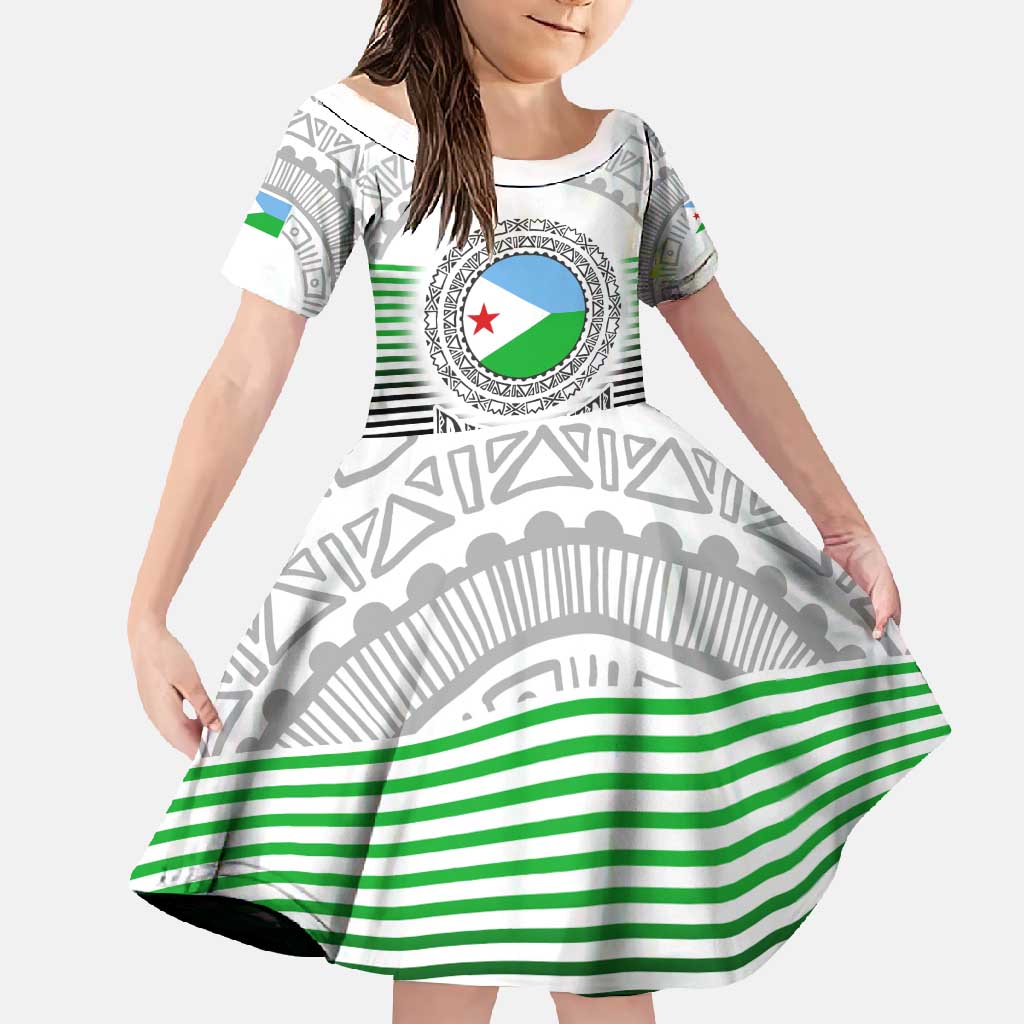 Djibouti Roots Family Matching Summer Maxi Dress and Hawaiian Shirt Urban Streetwear with African Tribal Design & Patriotic Elements