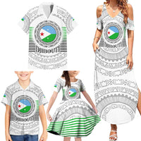 Djibouti Roots Family Matching Summer Maxi Dress and Hawaiian Shirt Urban Streetwear with African Tribal Design & Patriotic Elements