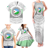 Djibouti Roots Family Matching Tank Maxi Dress and Hawaiian Shirt Urban Streetwear with African Tribal Design & Patriotic Elements