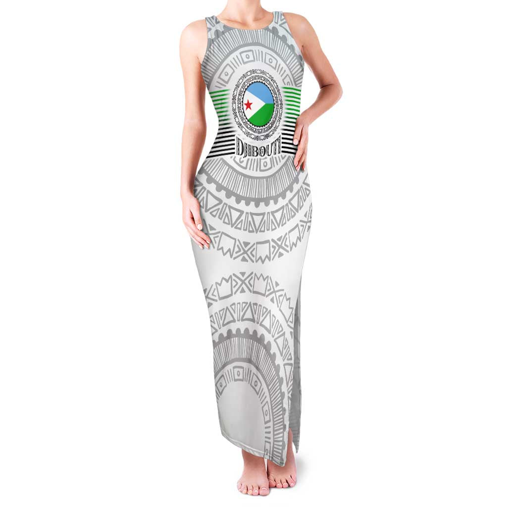 Djibouti Roots Family Matching Tank Maxi Dress and Hawaiian Shirt Urban Streetwear with African Tribal Design & Patriotic Elements