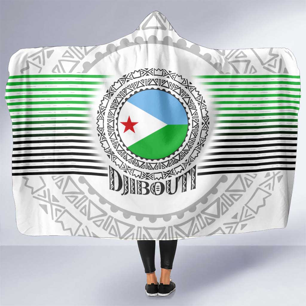 Djibouti Roots Hooded Blanket Urban Streetwear with African Tribal Design & Patriotic Elements