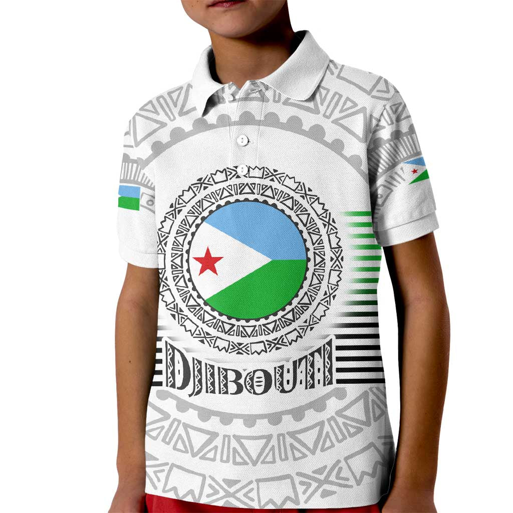 Djibouti Roots Kid Polo Shirt Urban Streetwear with African Tribal Design & Patriotic Elements