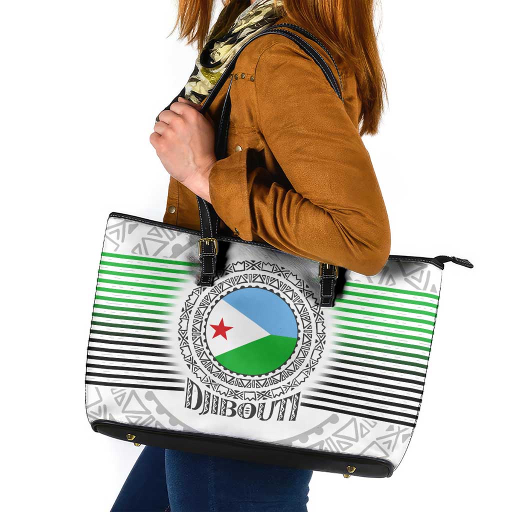 Djibouti Roots Leather Tote Bag Urban Streetwear with African Tribal Design & Patriotic Elements