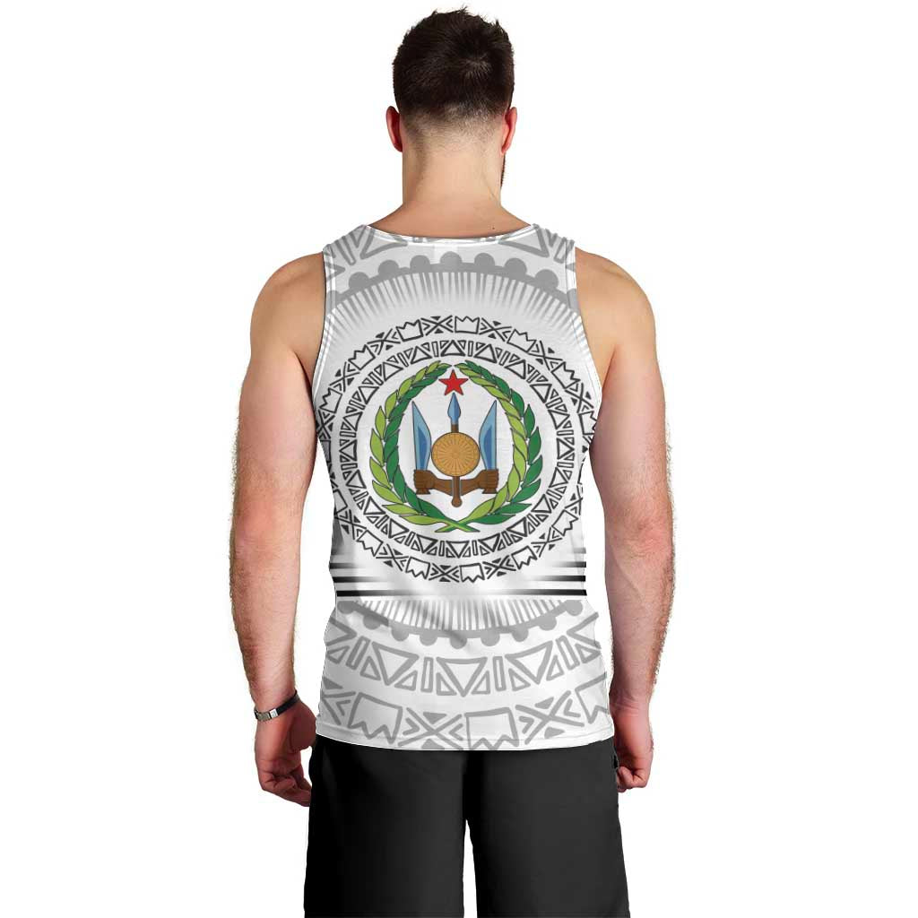 Djibouti Roots Men Tank Top Urban Streetwear with African Tribal Design & Patriotic Elements