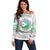 Djibouti Roots Off Shoulder Sweater Urban Streetwear with African Tribal Design & Patriotic Elements