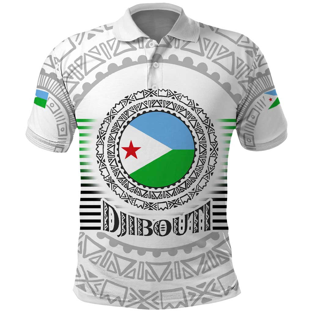 Djibouti Roots Polo Shirt Urban Streetwear with African Tribal Design & Patriotic Elements