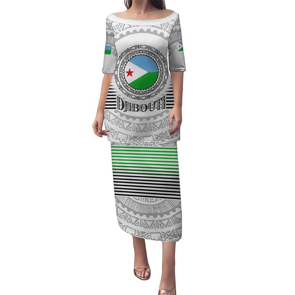 Djibouti Roots Puletasi Urban Streetwear with African Tribal Design & Patriotic Elements