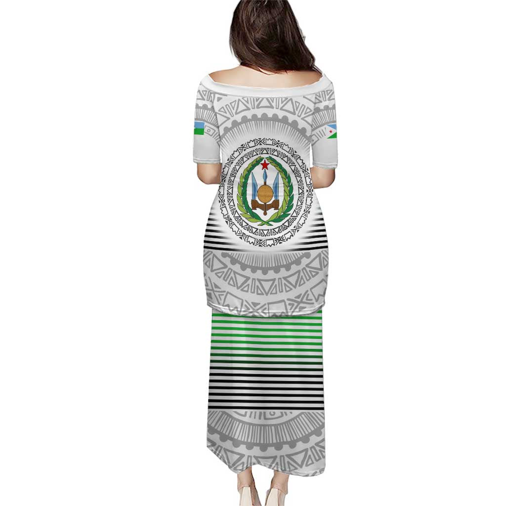 Djibouti Roots Puletasi Urban Streetwear with African Tribal Design & Patriotic Elements