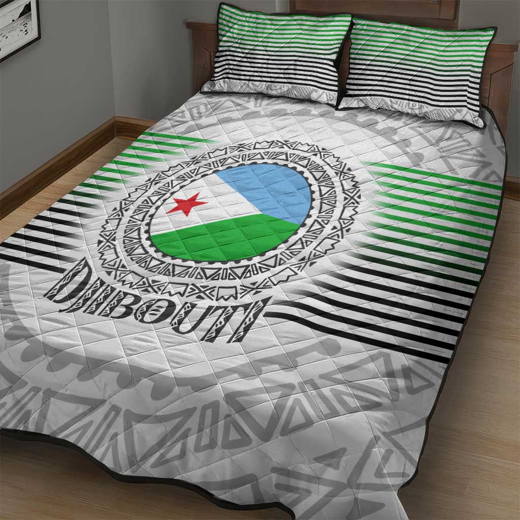 Djibouti Roots Quilt Bed Set Urban Streetwear with African Tribal Design & Patriotic Elements