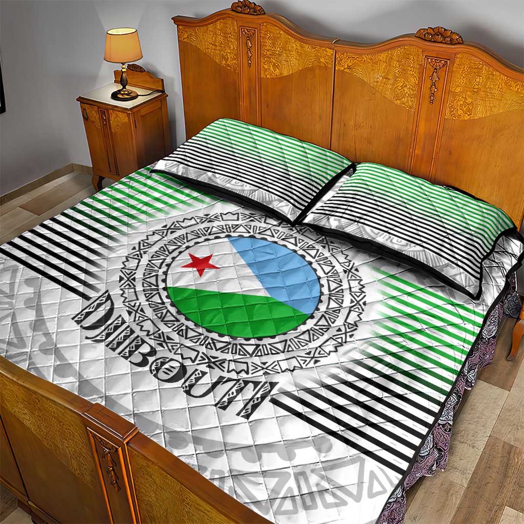 Djibouti Roots Quilt Bed Set Urban Streetwear with African Tribal Design & Patriotic Elements