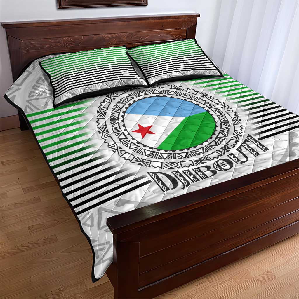 Djibouti Roots Quilt Bed Set Urban Streetwear with African Tribal Design & Patriotic Elements