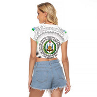Djibouti Roots Raglan Cropped T Shirt Urban Streetwear with African Tribal Design & Patriotic Elements