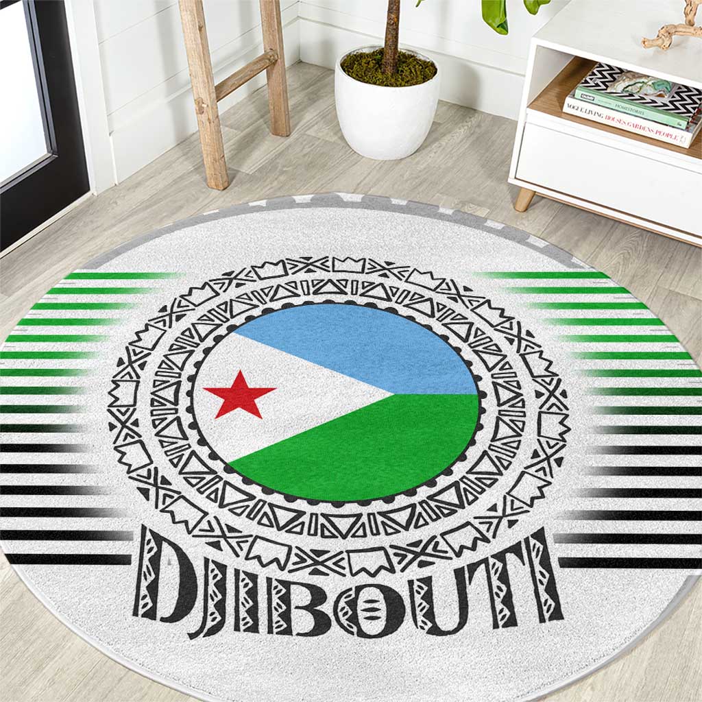 Djibouti Roots Round Carpet Urban Streetwear with African Tribal Design & Patriotic Elements