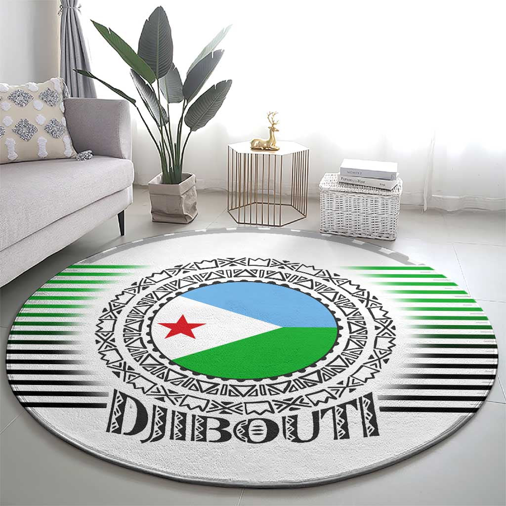 Djibouti Roots Round Carpet Urban Streetwear with African Tribal Design & Patriotic Elements