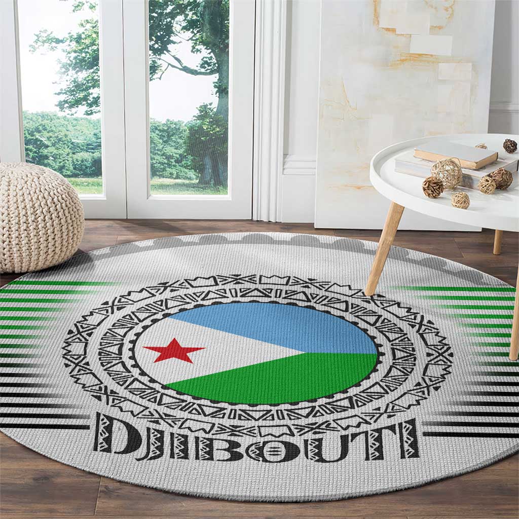Djibouti Roots Round Carpet Urban Streetwear with African Tribal Design & Patriotic Elements