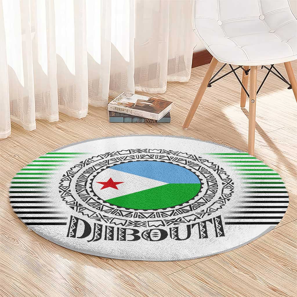 Djibouti Roots Round Carpet Urban Streetwear with African Tribal Design & Patriotic Elements