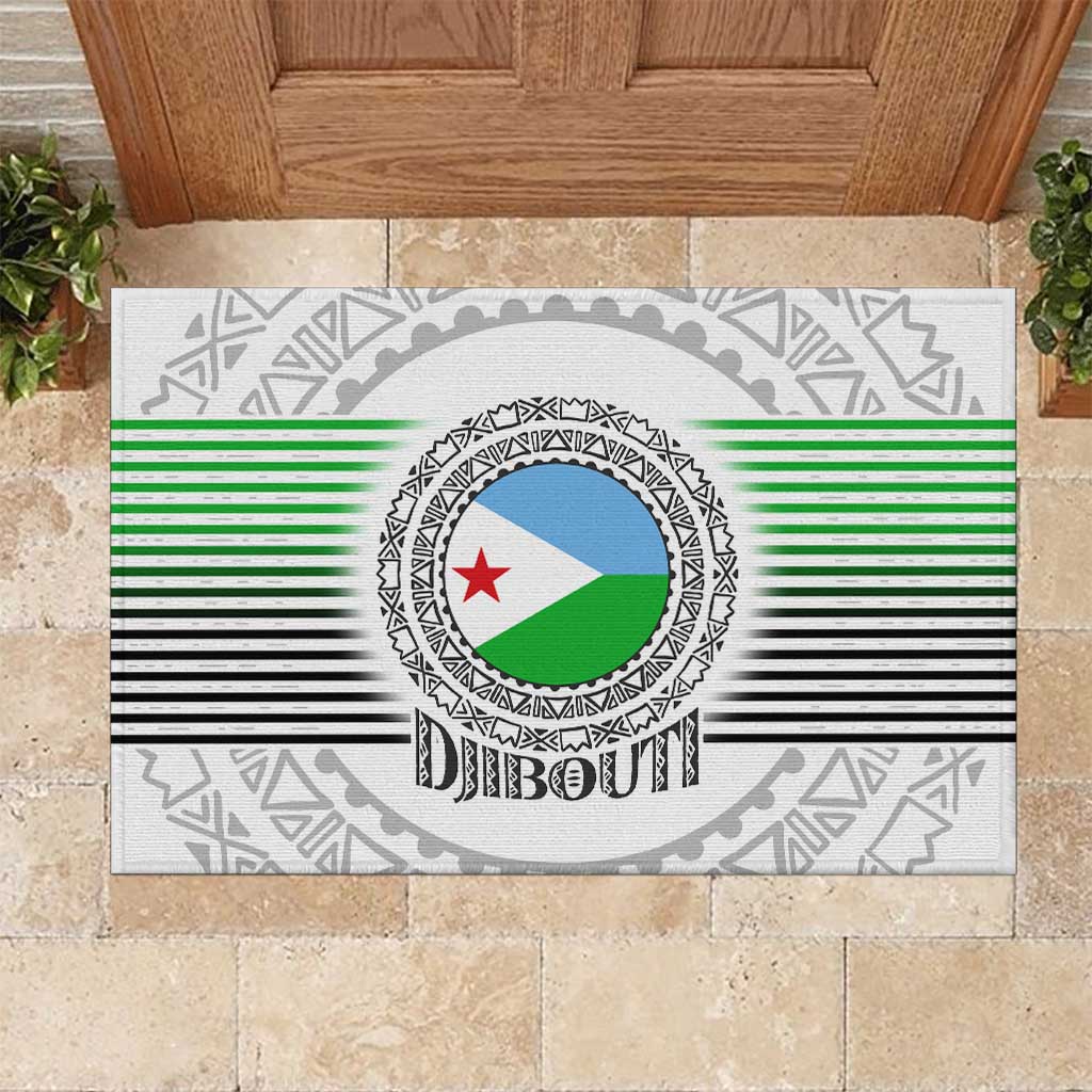 Djibouti Roots Rubber Doormat Urban Streetwear with African Tribal Design & Patriotic Elements