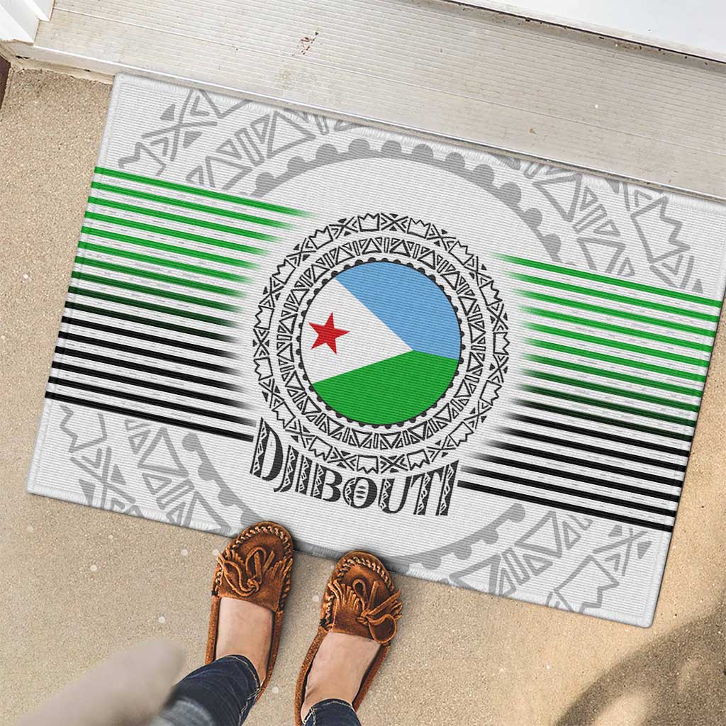 Djibouti Roots Rubber Doormat Urban Streetwear with African Tribal Design & Patriotic Elements