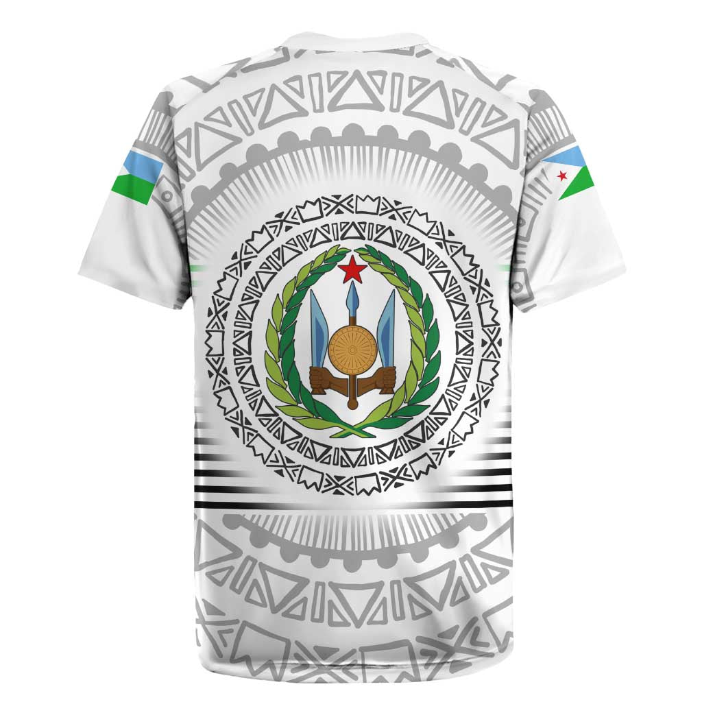Djibouti Roots Rugby Jersey Urban Streetwear with African Tribal Design & Patriotic Elements