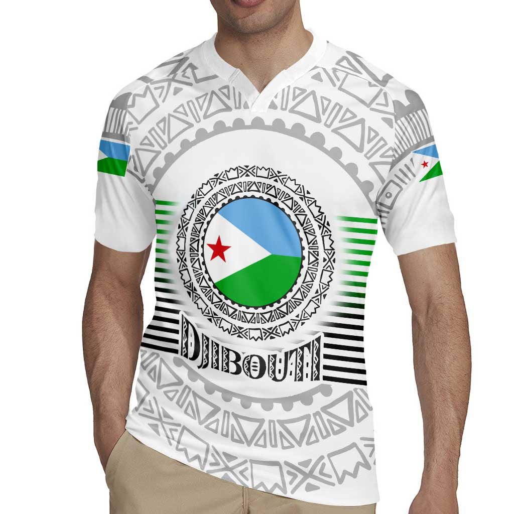 Djibouti Roots Rugby Jersey Urban Streetwear with African Tribal Design & Patriotic Elements
