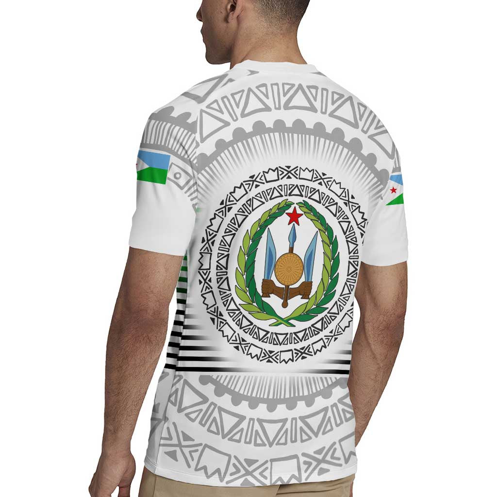 Djibouti Roots Rugby Jersey Urban Streetwear with African Tribal Design & Patriotic Elements