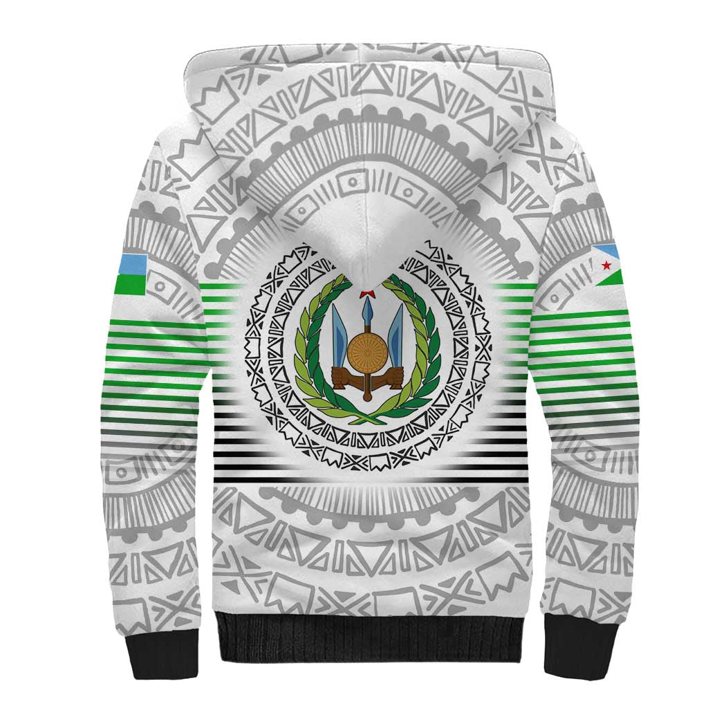 Djibouti Roots Sherpa Hoodie Urban Streetwear with African Tribal Design & Patriotic Elements