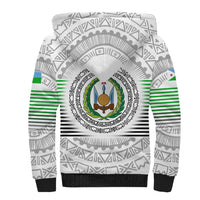 Djibouti Roots Sherpa Hoodie Urban Streetwear with African Tribal Design & Patriotic Elements