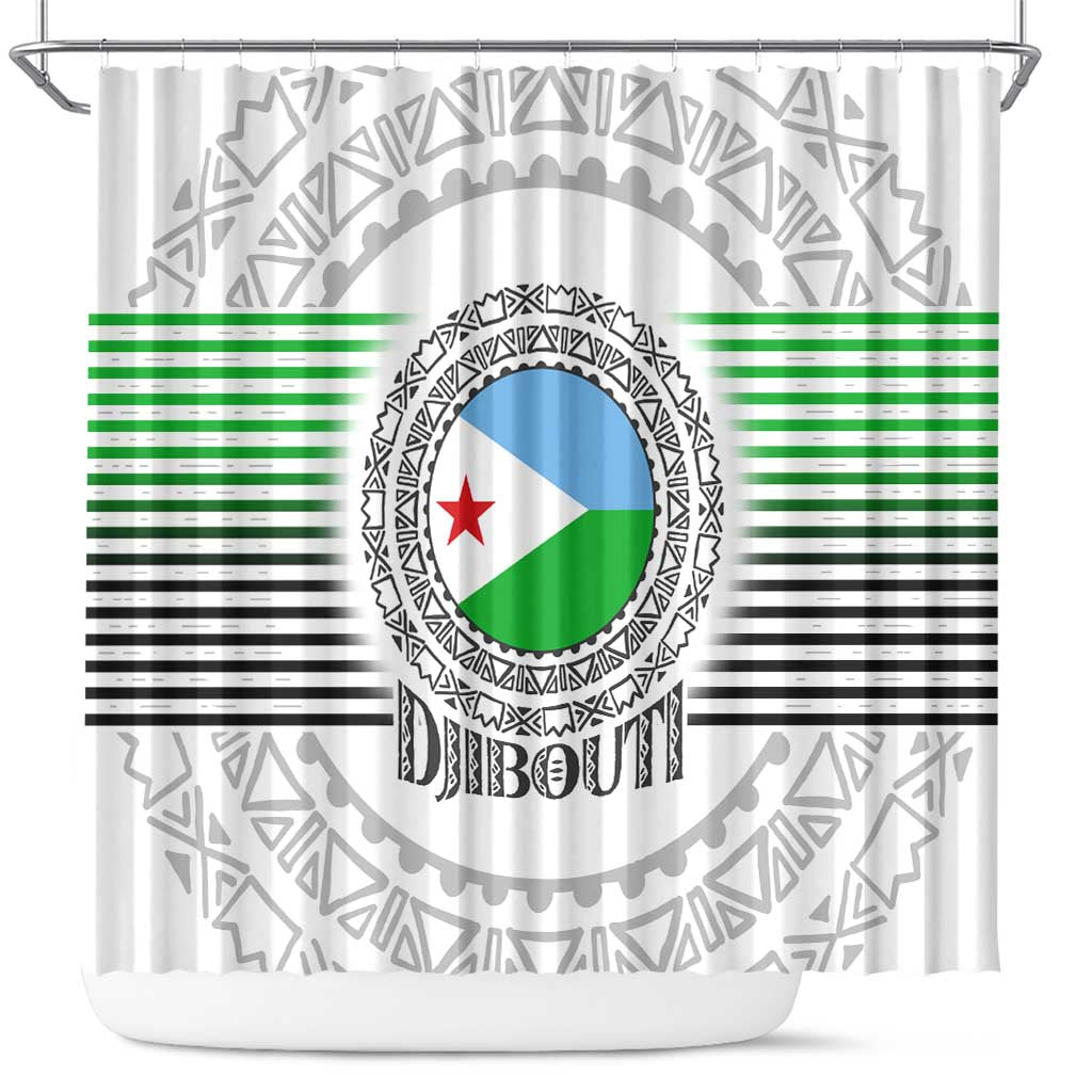 Djibouti Roots Shower Curtain Urban Streetwear with African Tribal Design & Patriotic Elements