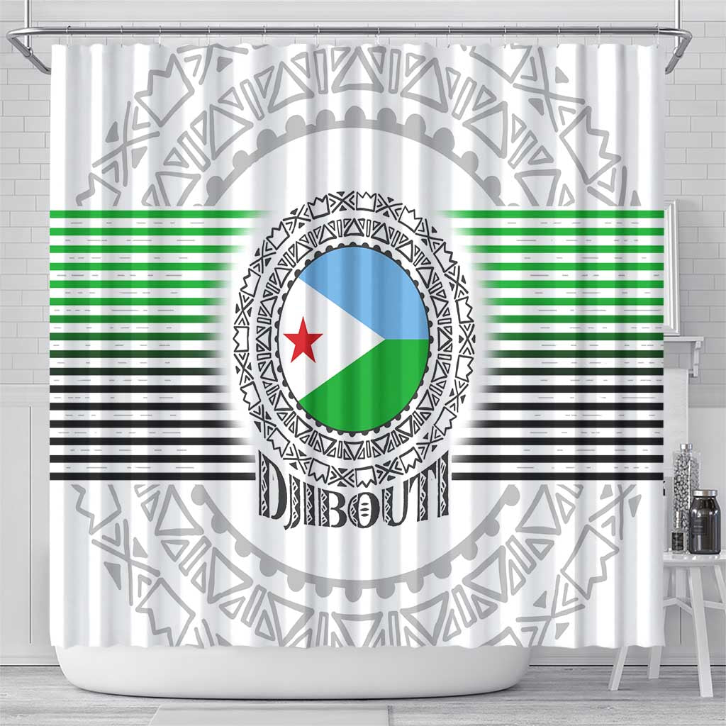 Djibouti Roots Shower Curtain Urban Streetwear with African Tribal Design & Patriotic Elements