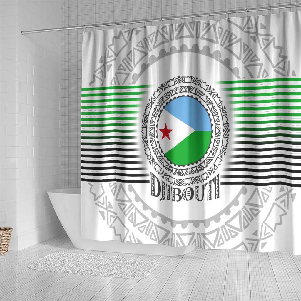 Djibouti Roots Shower Curtain Urban Streetwear with African Tribal Design & Patriotic Elements